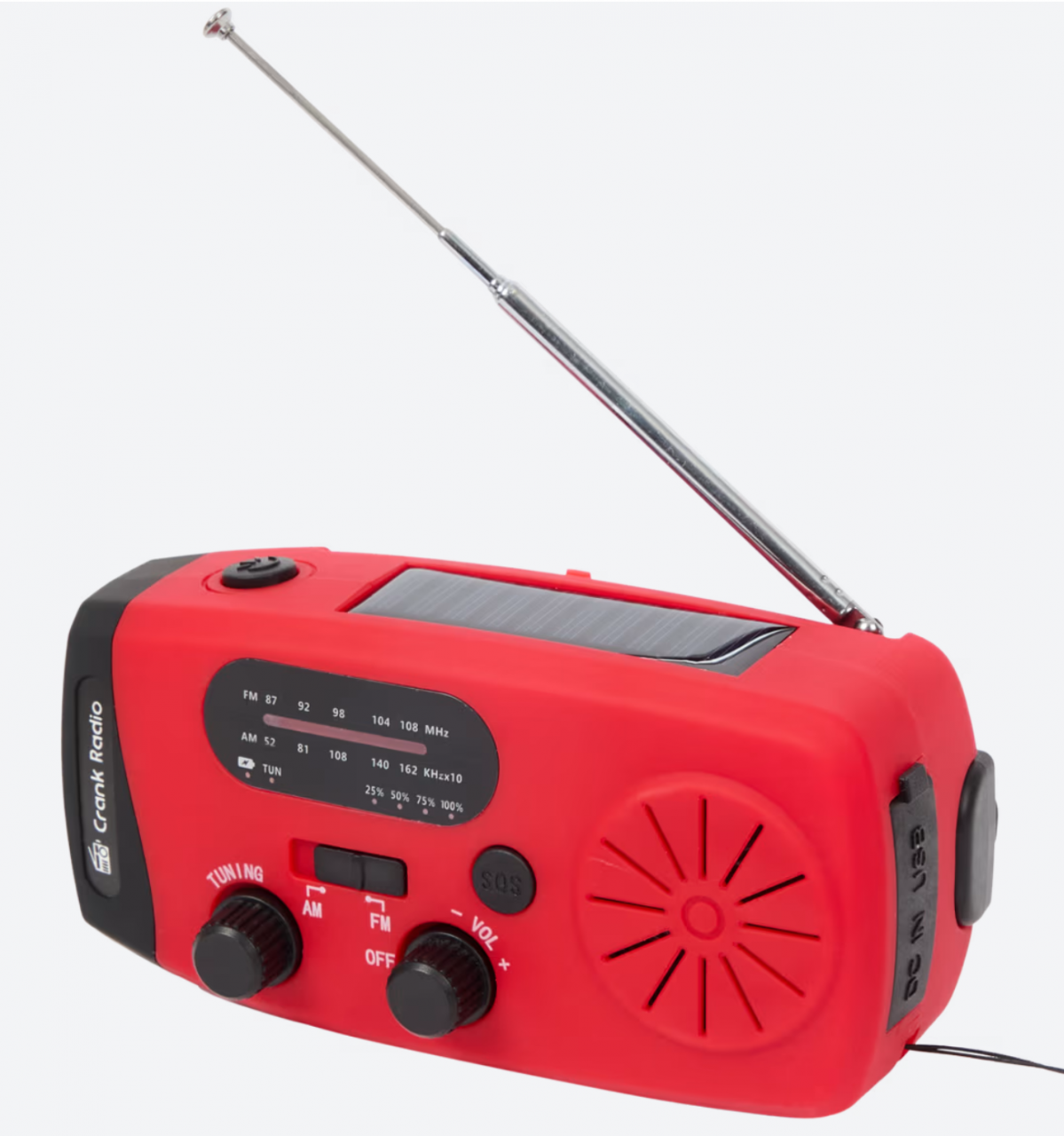 Notfallradio (Solar & Kurbel), Powerbank (4000 mAh) , LED-Licht & SOS-Funktion