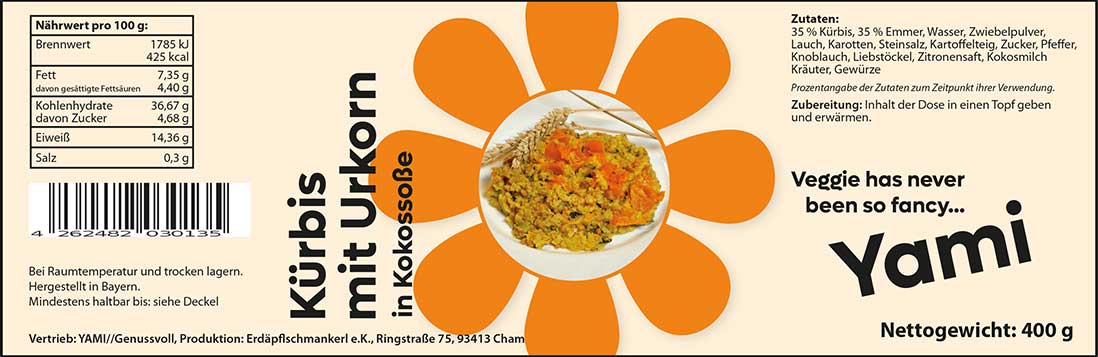 Kürbis mit Urkorn und Kokos