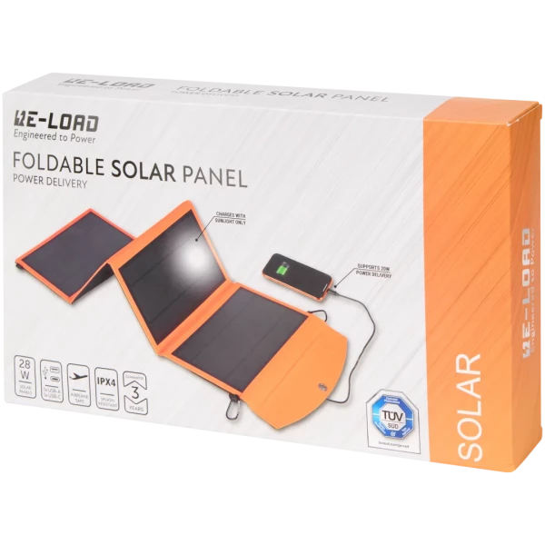 Faltbares Solarpanel 28 W – Monokristallin | USB-A &amp; USB-C | IPX4