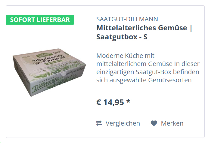 Mittelalterliches Gemüse | Saatgutbox - S