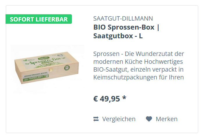 BIO Sprossen-Box | Saatgutbox - L 