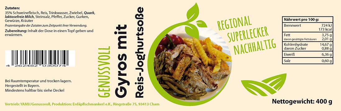 Gyros mit Reis und Joghurtsoße